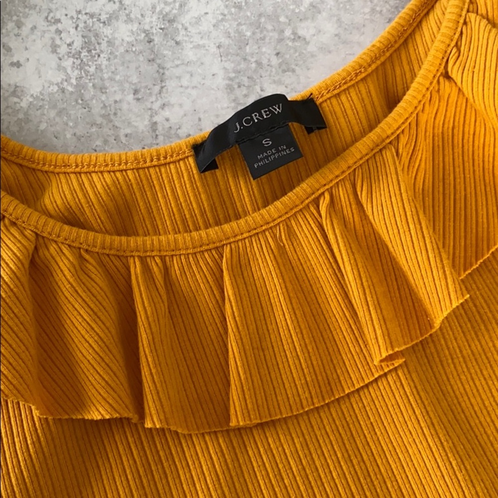 Like New! JCrew Ruffle Yellow Top - Picture 2 of 5